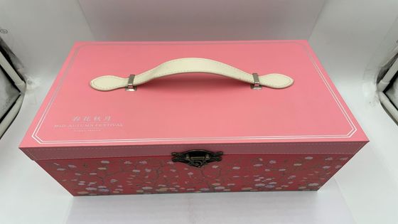 Wholesale  Cardboard Customized Large Rectangle Mooncake Flat Pack Folding Magnetic Pink Gift Boxes With Handle