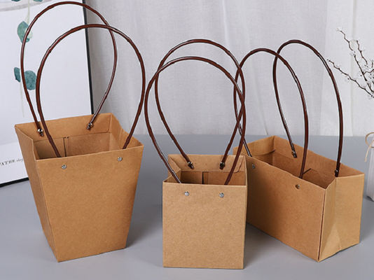 Customized Kraft Flower Paper Carrier Bags Paper Gift Bag