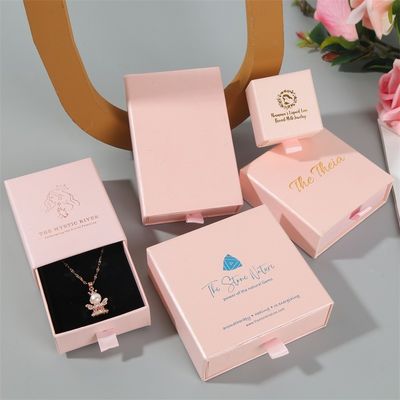 Biodegradable 5*5*3.5cm Jewelry Packaging Box Sliding Ring Earring Necklace Set 2mm