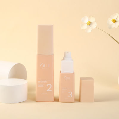 Hot 40ml Square Perfume Bottle Pink Frosted Borosilicate Serum Glass Bottle in Customized Colors and Logo/Graphic Design