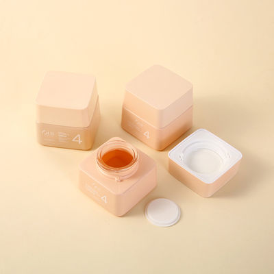 Glass Base Luxury Skincare Packaging Empty Trapezium Container 30g50g Pink Matt Square Mini Cosmetic Cream Jar with Cap