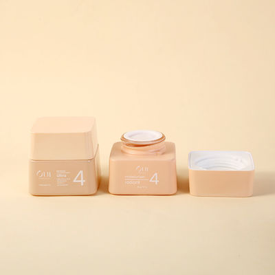Glass Base Luxury Skincare Packaging Empty Trapezium Container 30g50g Pink Matt Square Mini Cosmetic Cream Jar with Cap
