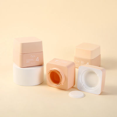 Glass Base Luxury Skincare Packaging Empty Trapezium Container 30g50g Pink Matt Square Mini Cosmetic Cream Jar with Cap