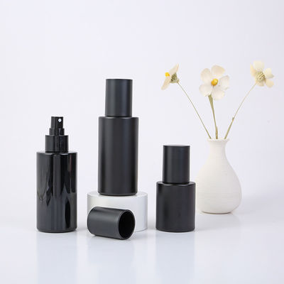 Facial Cleanser Glass Collar Material 30ml 50ml 100ml Perfume Bottle Black Frosted Cosmetic Makeup Packaging Vendors