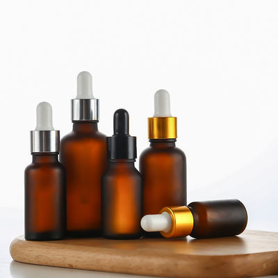 Fancy Oil Amber Glass Dropper Bottle 30ml 50ml 100ml for Personal Care Serum Gold Cosmetic Glass Body Dropper Bottle