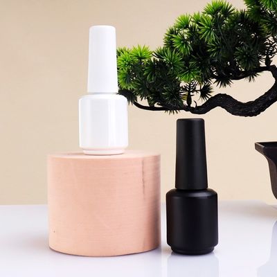 2025 Empty 8ml 15ml Brown Glass Round Nail Polish Bottles With Cap and Fan Brush for Nail Art Hot Stamping Graphic Design