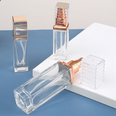 Sealing Type Luxury Frosted Thick Bottom Square 1oz 30ml 50ml Clear Glass Perfume Bottle with Customized Accepted Logo