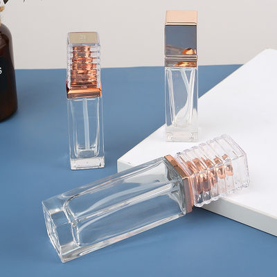 Sealing Type Luxury Frosted Thick Bottom Square 1oz 30ml 50ml Clear Glass Perfume Bottle with Customized Accepted Logo