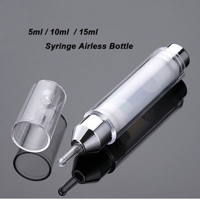 Silver Luxury Plastic Syringe Airless Bottle 5ml10ml 15ml for Empty Airless Cosmetic Dispenser