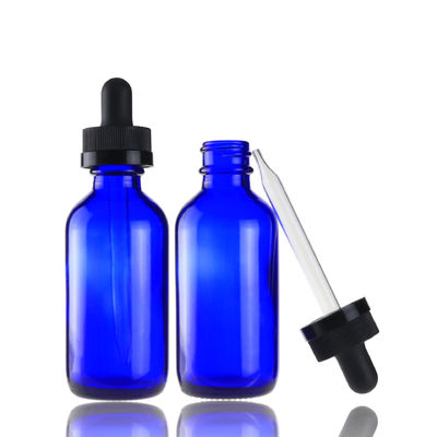 1oz 2oz 3oz 4oz Cobalt Blue Boston Glass Bottle for Cosmetics Essential Oil Customized Colors and Samples Process 2-3 days