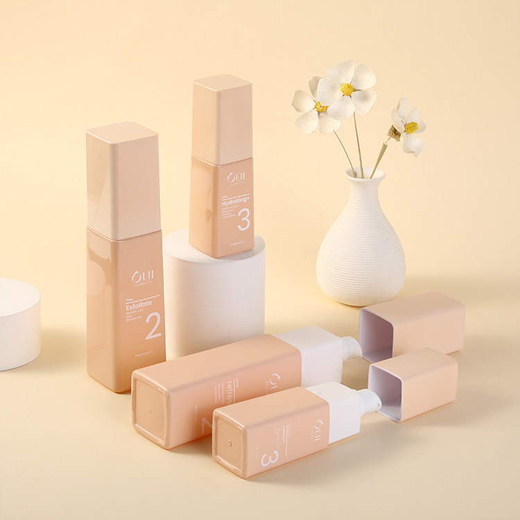 Hot 40ml Square Perfume Bottle Pink Frosted Borosilicate Serum Glass Bottle in Customized Colors and Logo/Graphic Design