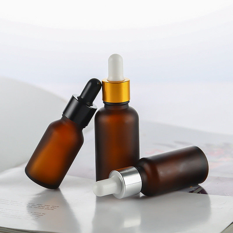 Fancy Oil Amber Glass Dropper Bottle 30ml 50ml 100ml for Personal Care Serum Gold Cosmetic Glass Body Dropper Bottle
